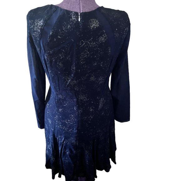 Rebecca Taylor Foil Silk Fit and Flare Dress 10 - Picture 7 of 9